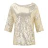 Women's Sequin Glitter Top, Short Sleeve, Crew Neck view 4