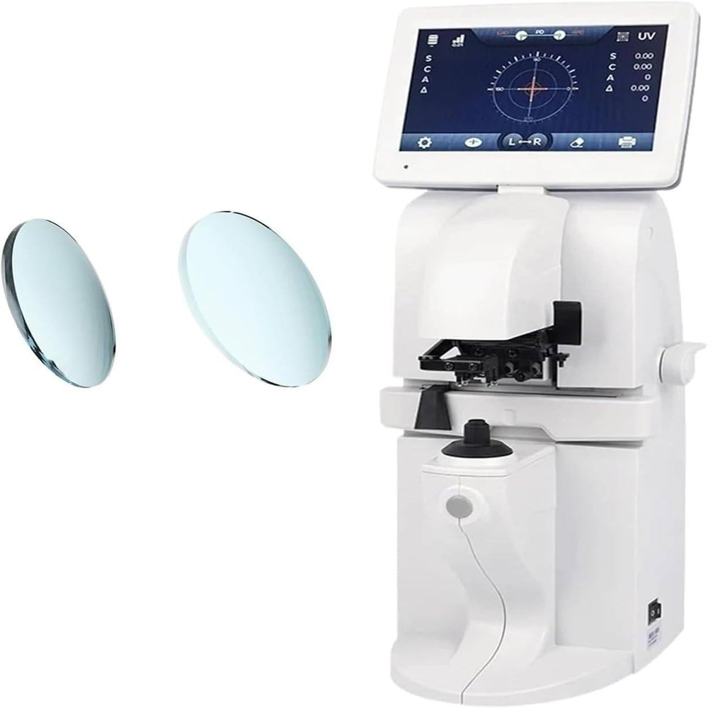 LCD Lensometer/Focimeter with 7-Inch Screen, Instant Printing, UV Detection, PD Measurement, Automatic Calibration and Shock-Resistant Design