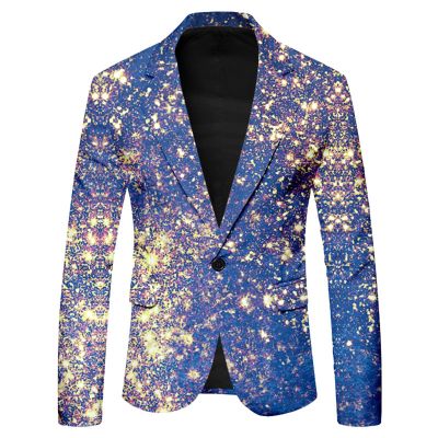 Men's Blue Carnival Costume Blazer, Size M