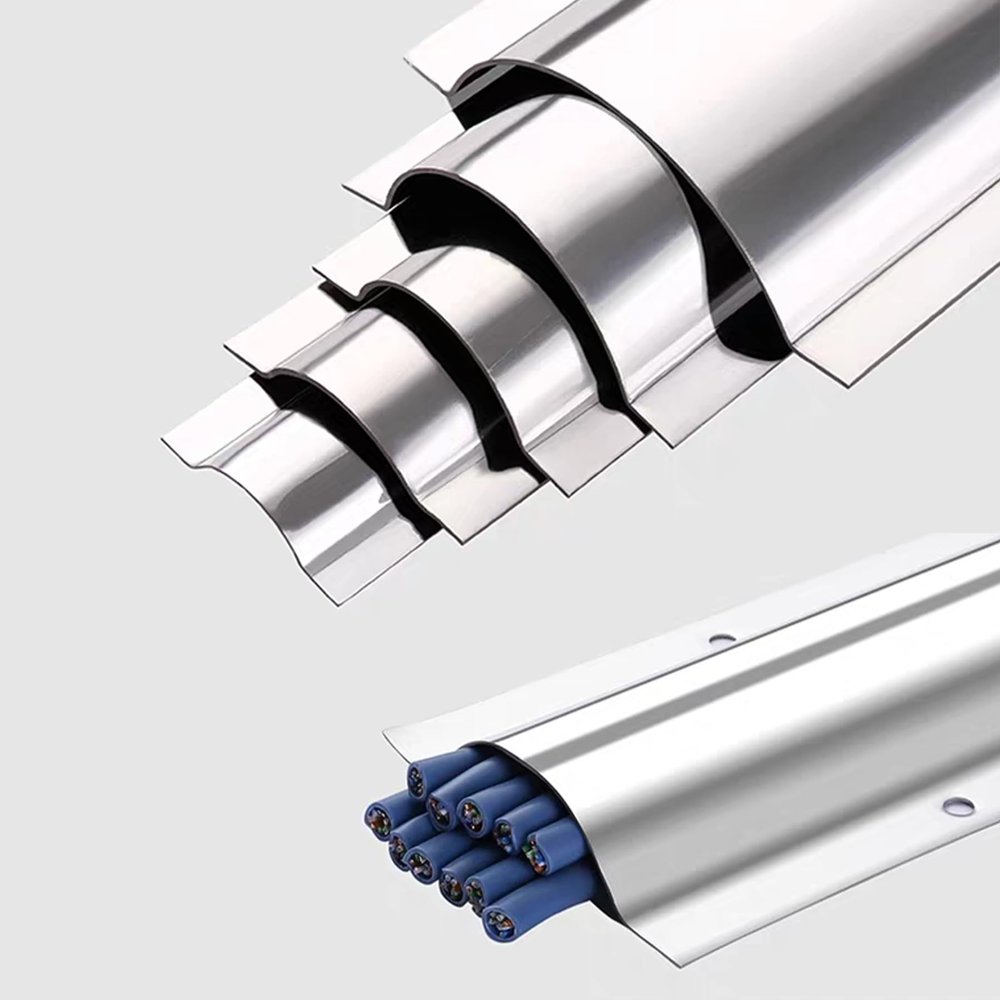 Rytgdxss Floor Cable Bridge, Stainless Steel, Easy to Cut, Impact-Resistant, 100 mm Outer Width (8 Pieces)