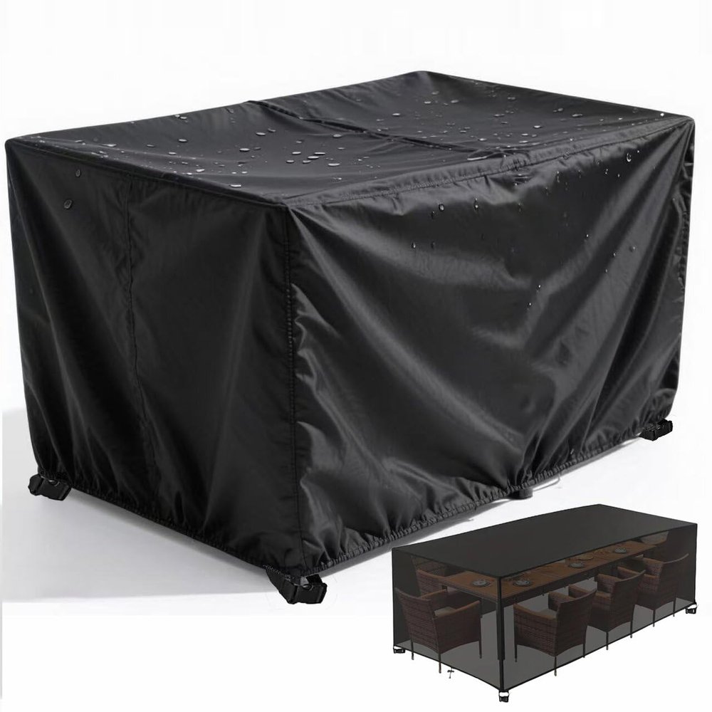 PVPQPR Weatherproof Patio Furniture Cover 340 x 130 x 70 cm, 600D Oxford Fabric