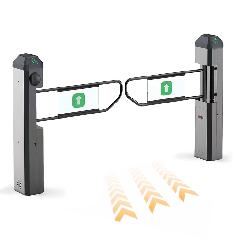 Automatic One-Way Swing Gate with Radar Sensor, Aluminum Finish, Style A