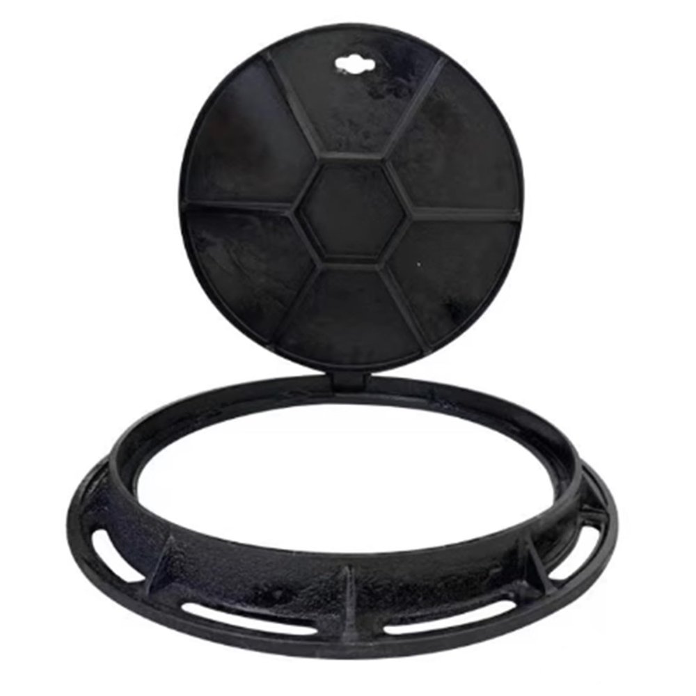 Heavy-Duty Round Septic Tank Cover and Base, Ductile Iron, 40.99 cm, Supports 5/10 Tons