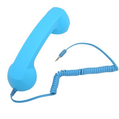 Yinhing Retro Phone Handset with Cord, 3.5 mm Plug, Volume Control, 9-Ft Coiled Cable, Sky Blue