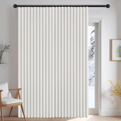 Custom Pleated Curtain for Indoor Use, No Drilling Required, White, W100 x H180 cm