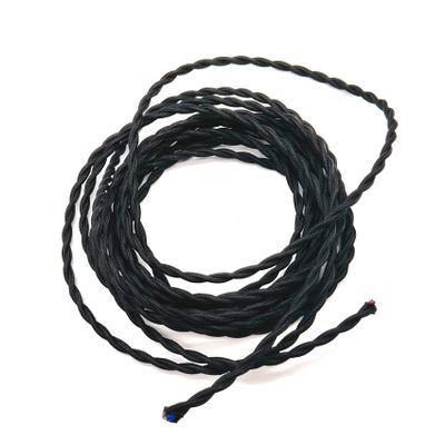 18 AWG 2-Core Twisted Fabric-Covered Cable for Vintage Lamps, Black, 20 m