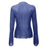 Women's Glitter Mesh Top with Silver Stars, Sheer Long-Sleeve Blouse view 4