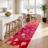 Striped Heart Runner Rug for Hallway & Kitchen, Romantic Aesthetic view 1