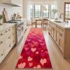 Striped Heart Runner Rug for Hallway & Kitchen, Romantic Aesthetic view 2