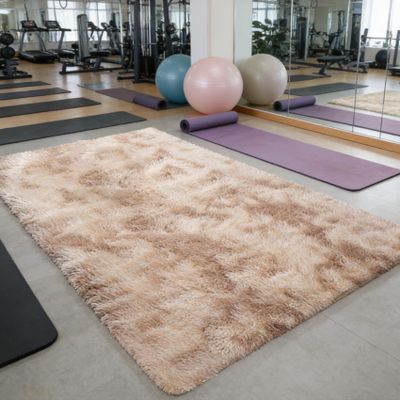 CUIMEI Kids' Room Rug 240 x 260 cm, Soft High-Pile Polyester, Easy-Care, Non-Slip Backing, Beige