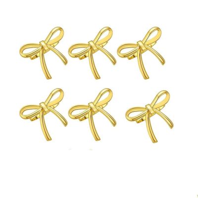 Bow Napkin Rings, Gold, Zinc Alloy, 6-Pack