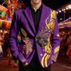 Men's Colorful Gradient-Print Corduroy Carnival Blazer with City Motif view 3