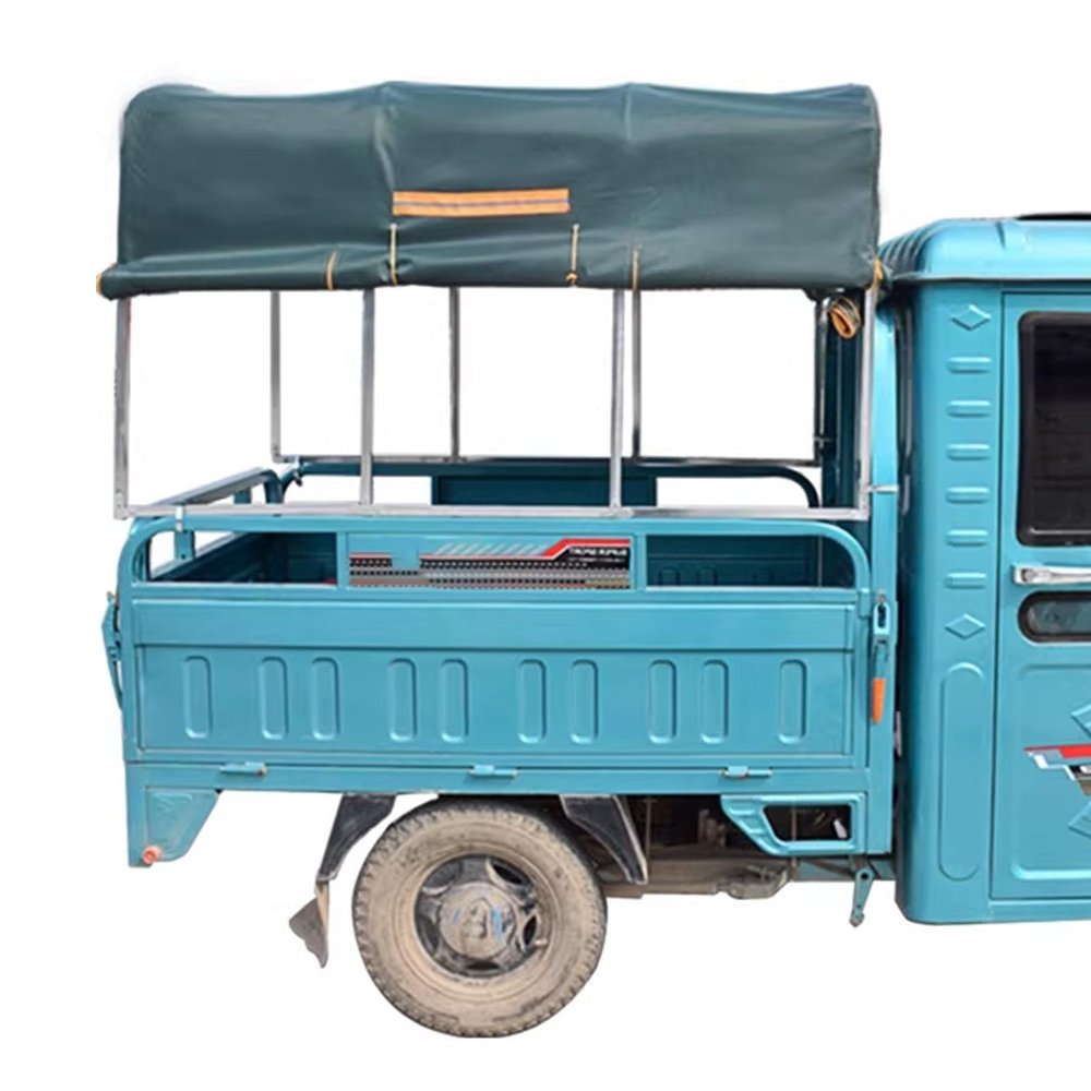 JIAOCKJIAO Tricycle Cover with Metal Frame, Roll-Up Curtain and Reflective Strips (43 x 31 in/110 x 80 cm)