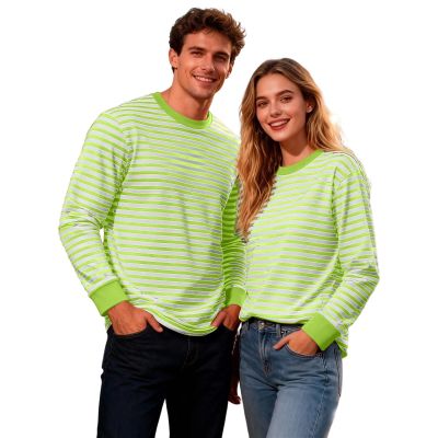 Sizoer Women's and Men's Long-Sleeve Red-and-White Striped Shirt