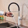ISCBAFYX Kitchen Sink Faucet for Bar, Farmhouse, and Commercial Use, Matte Black, Single-Handle Sprayer Faucet with Holder, Deck Mount, Chrome-White Hot and Cold Faucet (Chrome White B) view 2