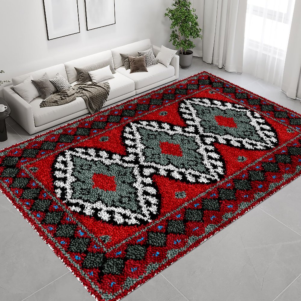 QUIYAEZY DIY Latch Hook Rug Kit with Tools, 55 x 75 cm