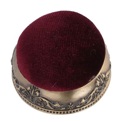 Fafeims Vintage Pin Cushion with Metal Base, Green Bronze Base, Red