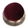 Fafeims Vintage Pin Cushion with Metal Base, Green Bronze Base, Red view 1