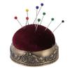 Fafeims Vintage Pin Cushion with Metal Base, Green Bronze Base, Red view 2