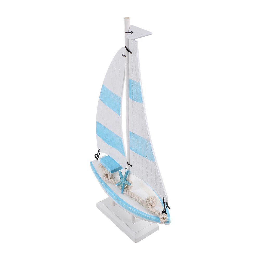 Healifty Wooden Sailboat Model, Mediterranean-Style Coastal Table Decor