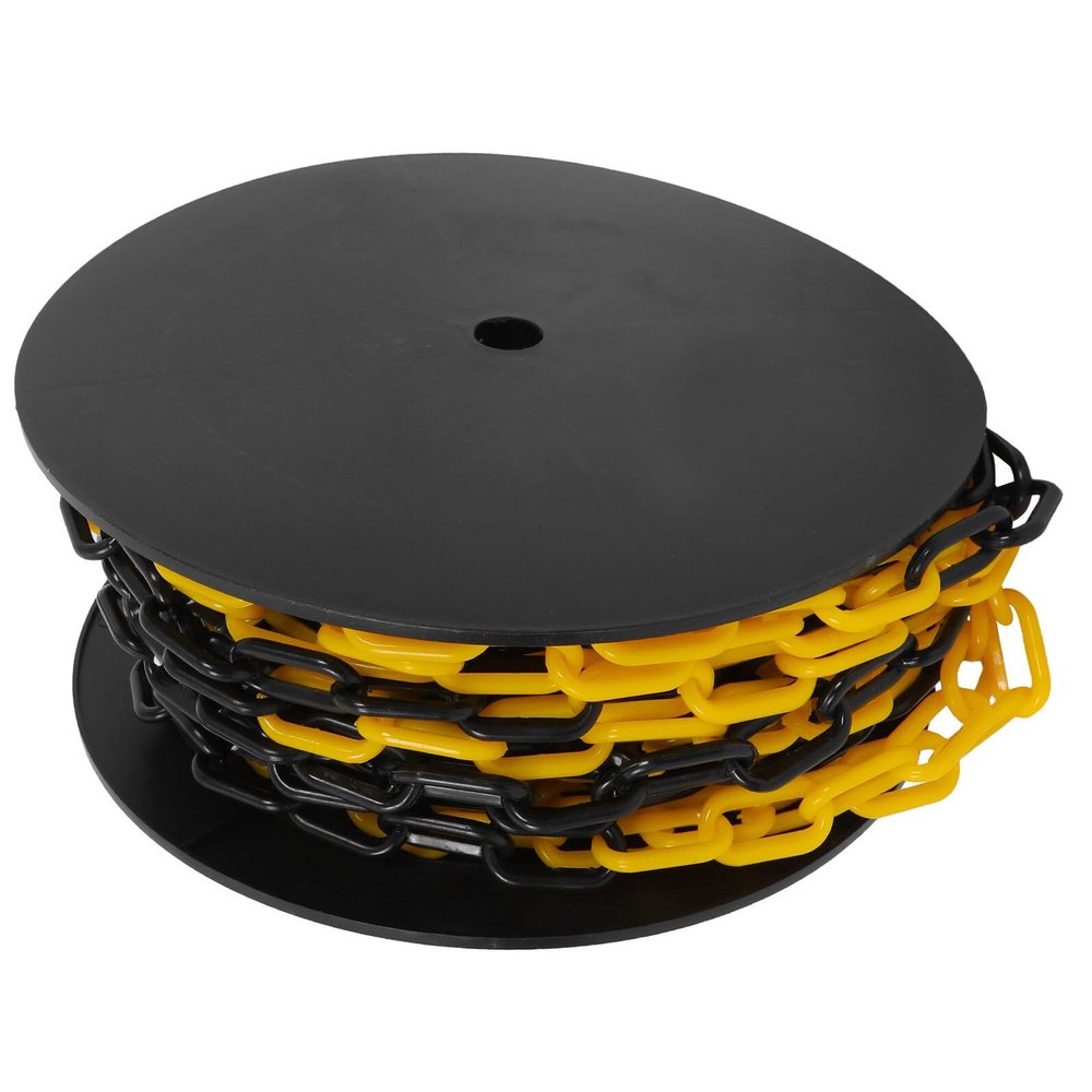 STOBAZA Long Black-and-Yellow Plastic Barrier Chain for Construction Sites, Parking Lots, and Events