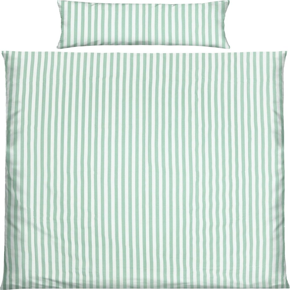 Erwin Müller Ingolstadt Seersucker Bedding Set, Jade Gray, 40 x 80 cm / 135 x 220 cm