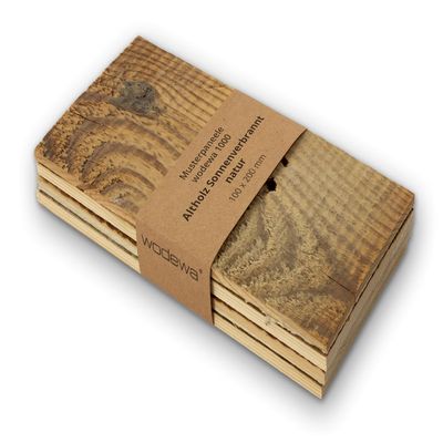 wodewa | Reclaimed Pine Wood Wall Cladding Vintage | SAMPLE 3D Solid Wood XXL Panels 200 x 100 mm | Rustic Shabby Chic Statement | Made in Germany | Textured Natural 1000