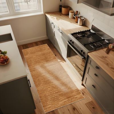 PaGuvFng Washable Non-Slip Runner Rug 60 x 280 cm, Brown-1