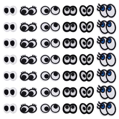 NBEADS 60-Piece Iron-On Eye Patches, 6 Styles, Black and White