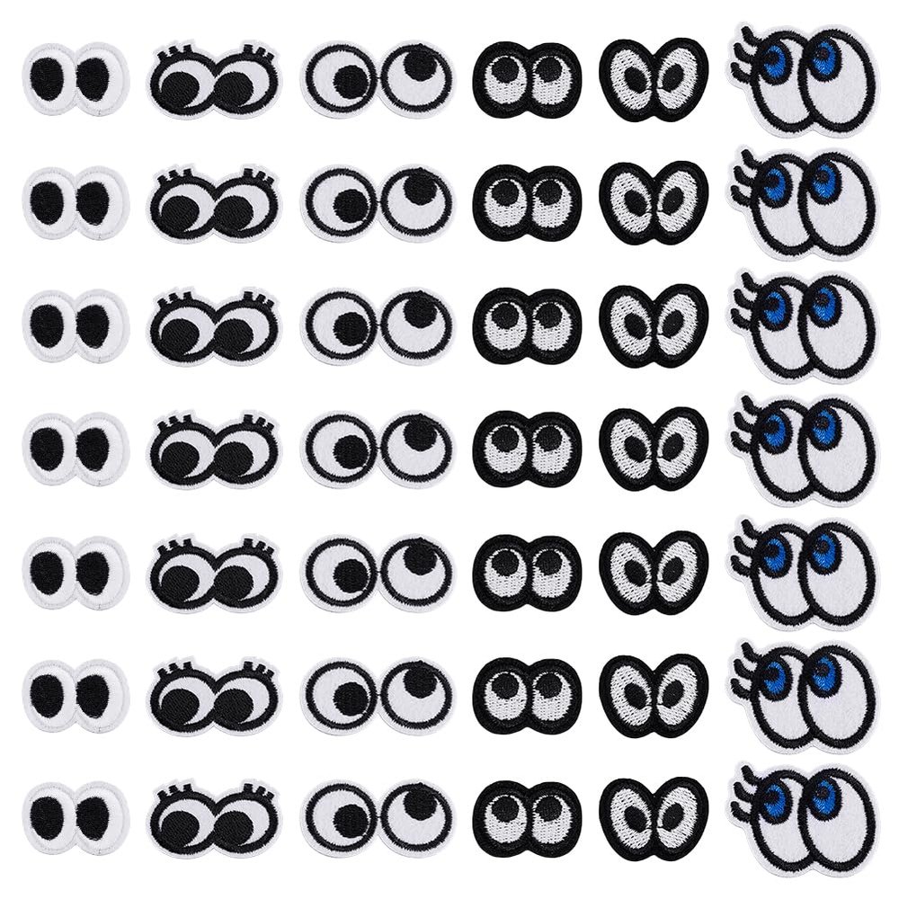 NBEADS 60-Piece Iron-On Eye Patches, 6 Styles, Black and White