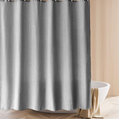 YUGAOYU Shower Curtain 140 x 235 cm, Gray Polyester Fabric with Hooks