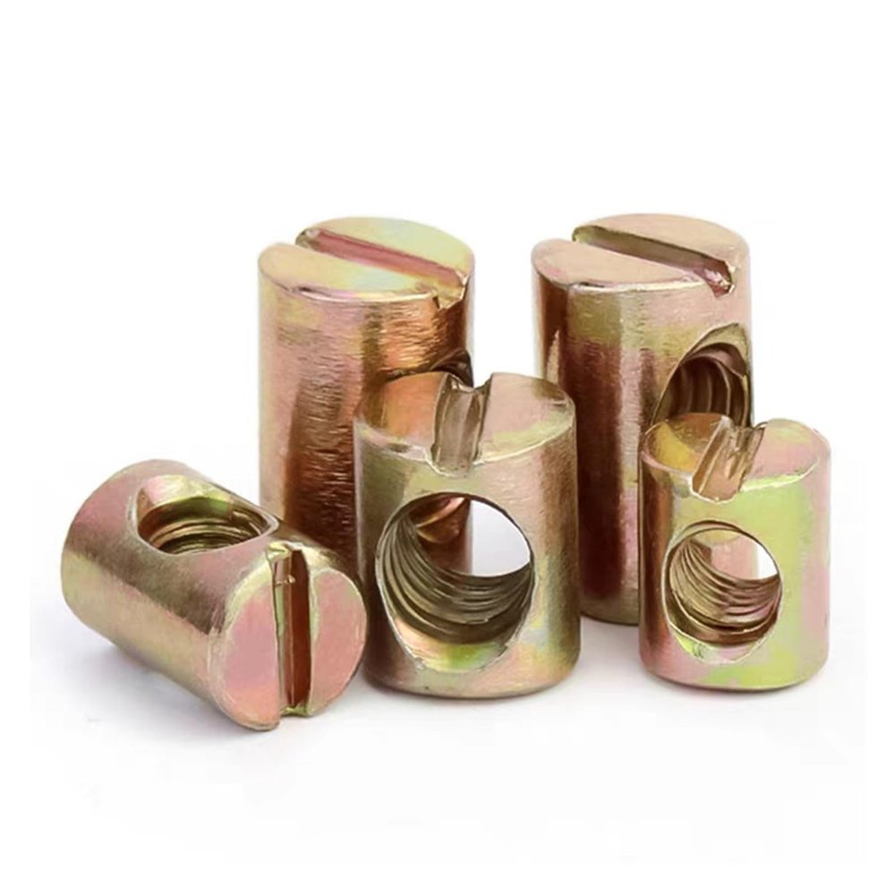 Hammer Furniture Nuts, Steel Barrel Bolts with Cross Hole and Cylindrical Dowel-Embedded Nut (M6 x 12, 10 pcs)