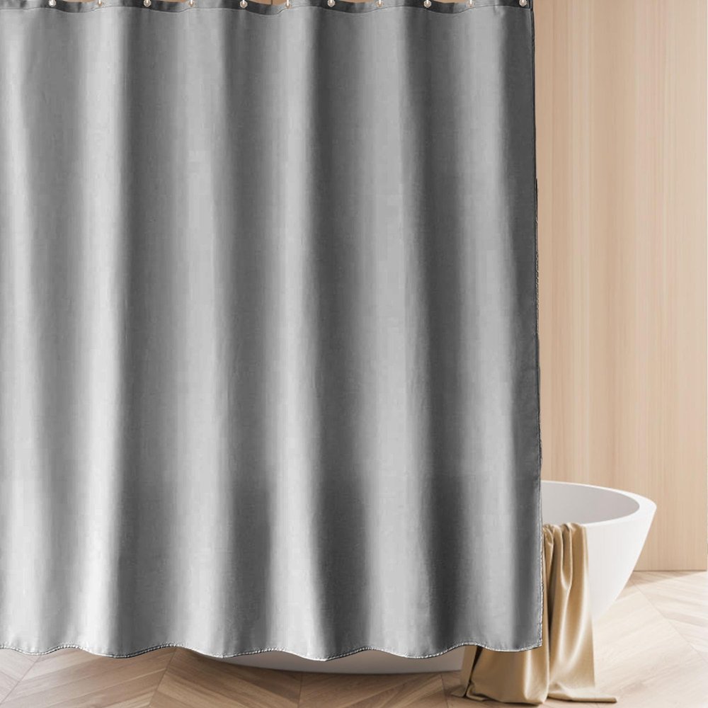 YUGAOYU Shower Curtain 80 x 120 cm, Gray Polyester Fabric with Rings and Hooks
