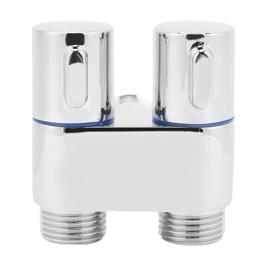 Haofy 1-in-2-Out Angle Valve with Dual Control, G1/2 Male Thread, Silver