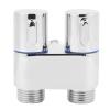 Haofy 1-in-2-Out Angle Valve with Dual Control, G1/2 Male Thread, Silver view 1