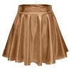 Silver Metallic Pleated Mini Skirt with Shorts, Women's Sequin Cheerleader Costume, Coffee, M view 1