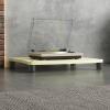 Maple Media Stand, Adjustable Feet, 1-Tier Audio Shelf, Open Storage Rack, Modern Wood Design, 59.9 x 47.8 x 9.9 cm view 1