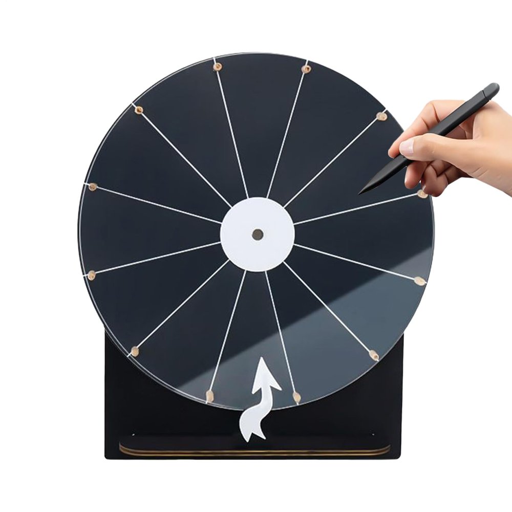 Prize Wheel Game, 27.9 cm Wooden Tabletop Spinner, Interactive Reward Tool for Teens