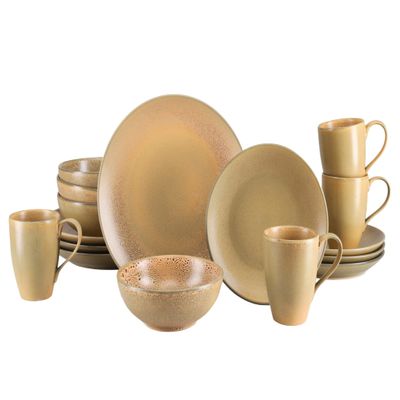 CreaTable 25137 Sierra Nevada 16-Piece Stoneware Dinnerware Set for 4, Dishwasher- and Microwave-Safe