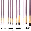 SaryEdge 10-Piece Nylon-Bristle Brush Set for Oil, Acrylic, Gouache, Watercolor & Pens view 4