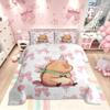 Homewish Kids Capybara Duvet Cover Set, 220 x 240 cm, Pink Bows, Flowers and Hearts view 1