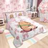 Homewish Kids Capybara Duvet Cover Set, 220 x 240 cm, Pink Bows, Flowers and Hearts view 2