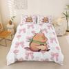 Homewish Kids Capybara Duvet Cover Set, 220 x 240 cm, Pink Bows, Flowers and Hearts view 3