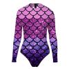 Women's Mermaid Costume, Long-Sleeve Mermaid Bodysuit, Gray, M view 1