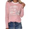 Women's Red and White Striped Long-Sleeve Cotton Shirt view 1