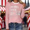 Women's Red and White Striped Long-Sleeve Cotton Shirt view 3