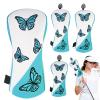 Golf Club Headcovers for Woods, 4-Piece Butterfly Pattern PU Leather view 1