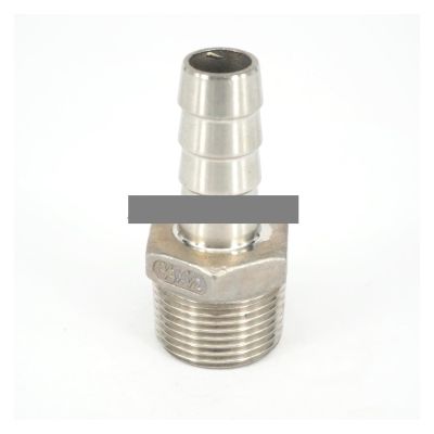 YZWRWRMKTB 3/8" BSPT Male x 8 mm Hose Barb, 304 Stainless Steel Fitting, 230 PSI