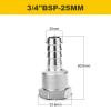 YIZOR 2-Piece 25 mm Hose Barb to 3/4" BSP Female Thread Fitting view 2