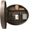 WIQUYBML Round Bathroom Mirror Cabinet, Walnut-Look Wooden Cosmetic Cabinet with Shelf view 1